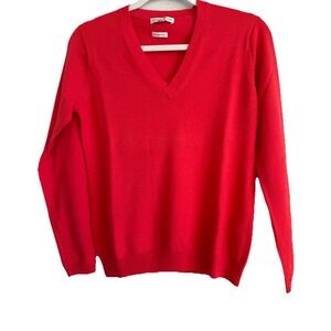 Peter Millar Women's Merino Wool Long‎ Sleeve V Neck Sweater Orange Size Small